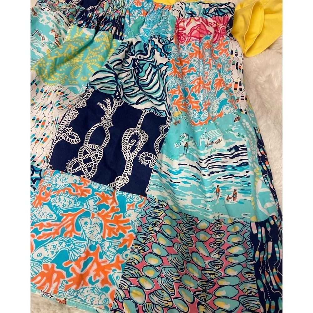Lilly Pulitzer Yellow and Blue Patchwork Midi Dress - Picture 5 of 13